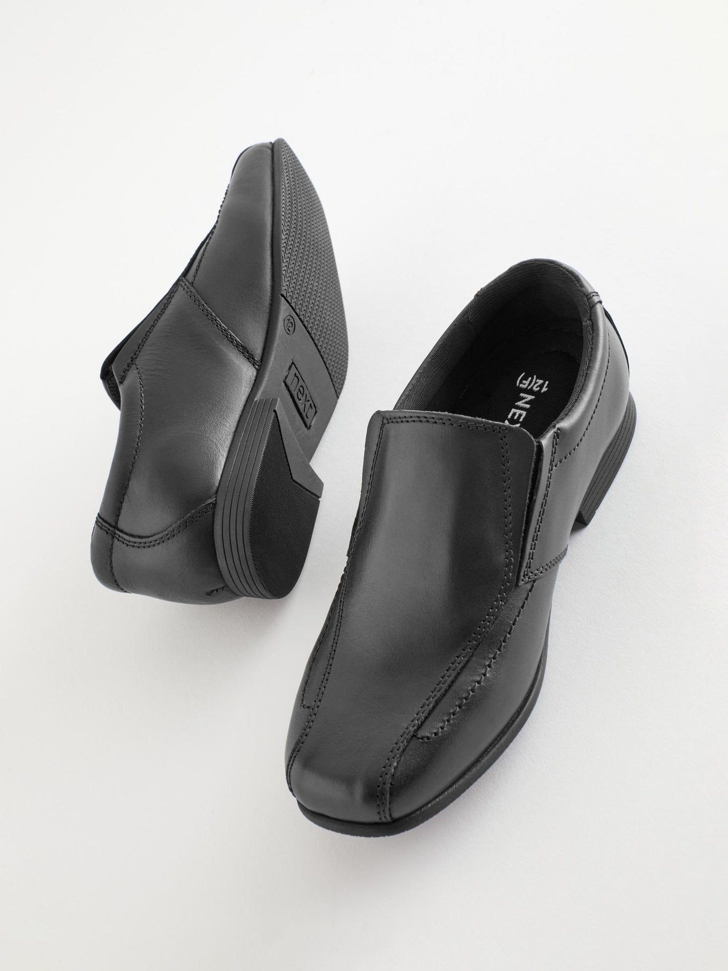 Black Standard Fit (F) Slip On Leather Loafer School Shoes image 4