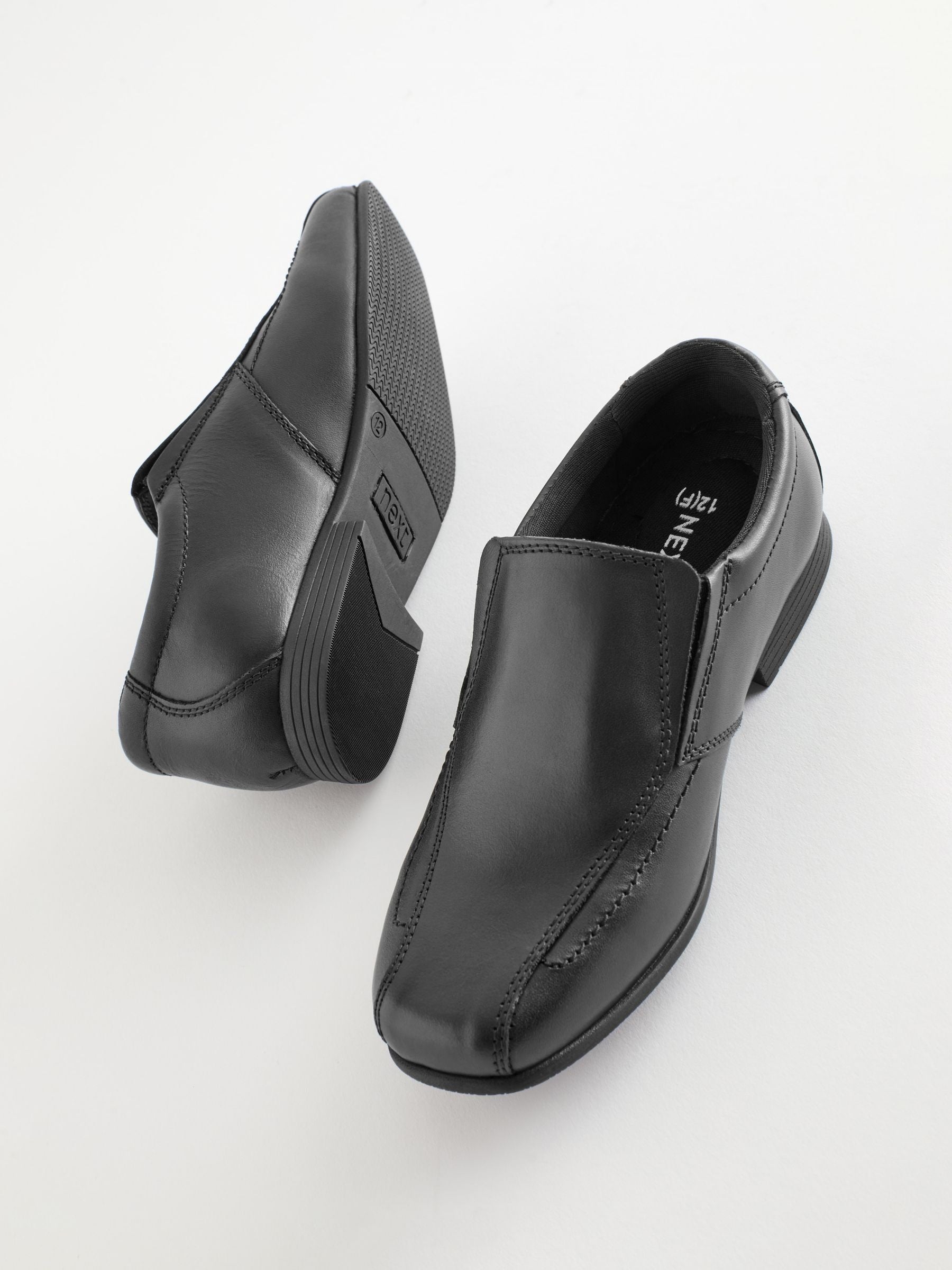 Black Standard Fit (F) Slip On Leather Loafer School Shoes image 4