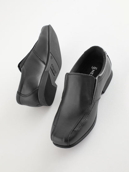 Black Standard Fit (F) Slip On Leather Loafer School Shoes image 4
