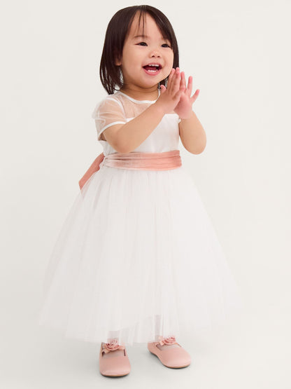 Dsiney Kidz - Monsoon Cream Baby Velvet Bow Party Dress image 1
