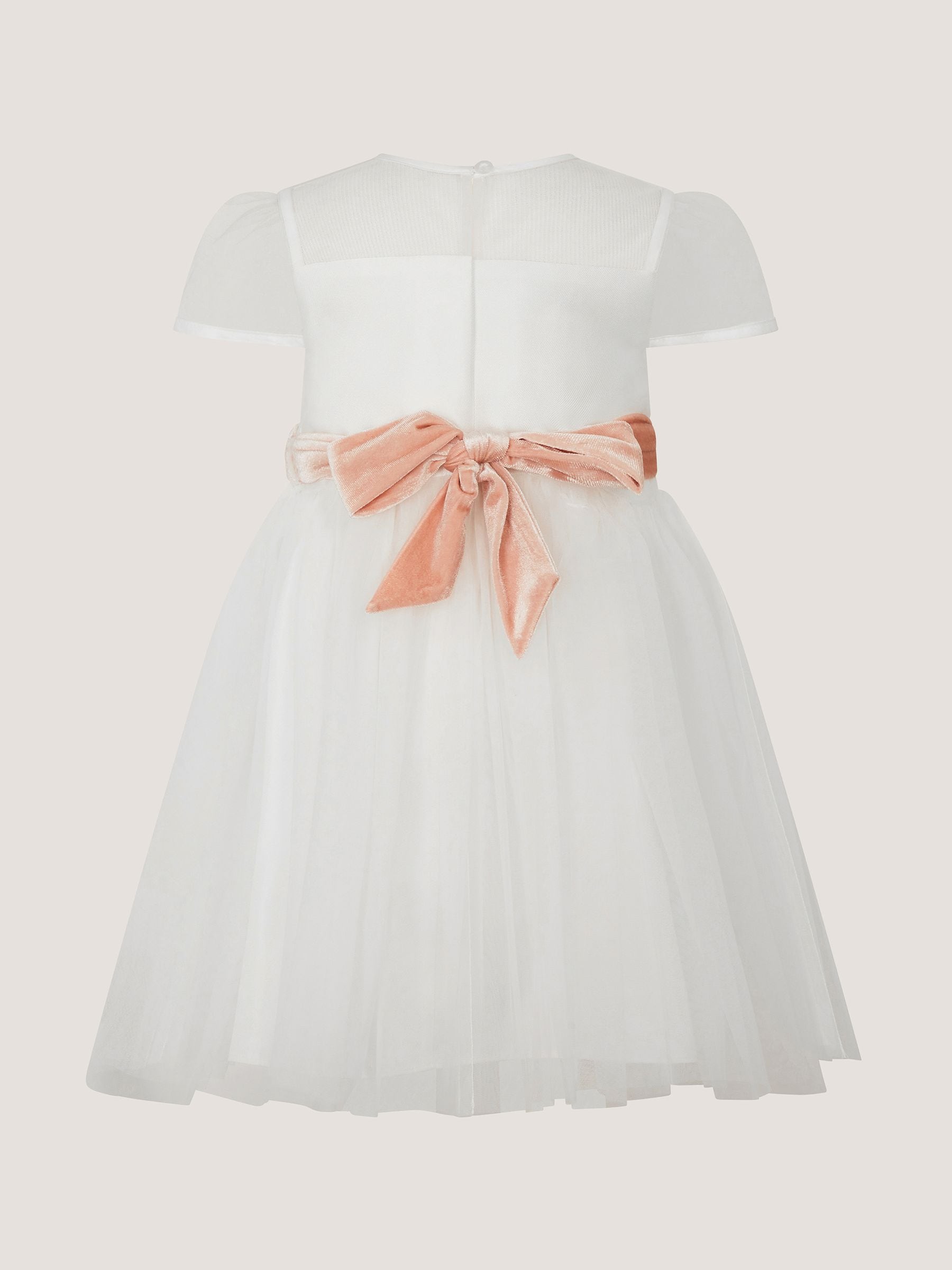 Dsiney Kidz - Monsoon Cream Baby Velvet Bow Party Dress image 3