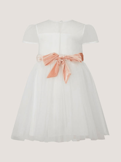 Dsiney Kidz - Monsoon Cream Baby Velvet Bow Party Dress image 3