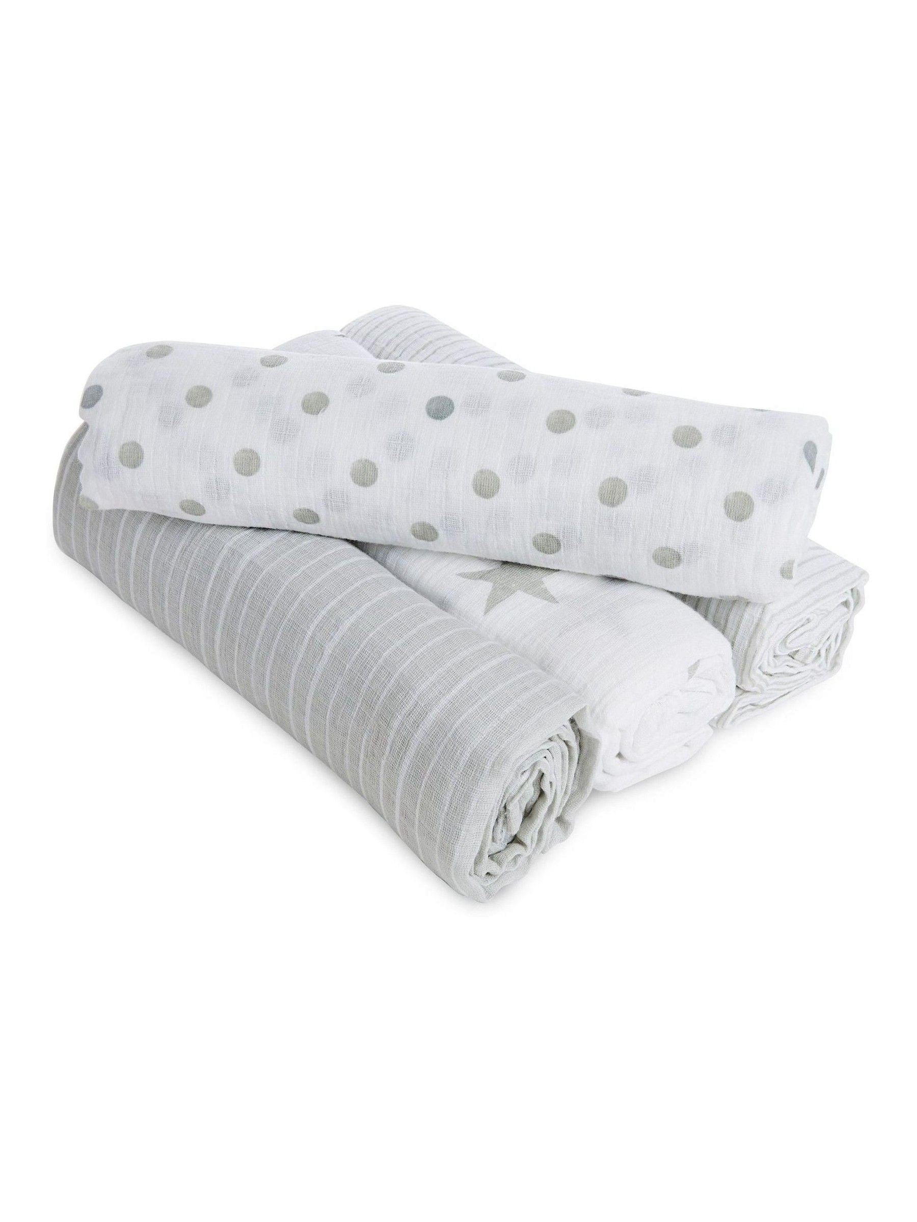 Aden & Anais Grey Essentials Muslin Blankets 4 Pack image 1
