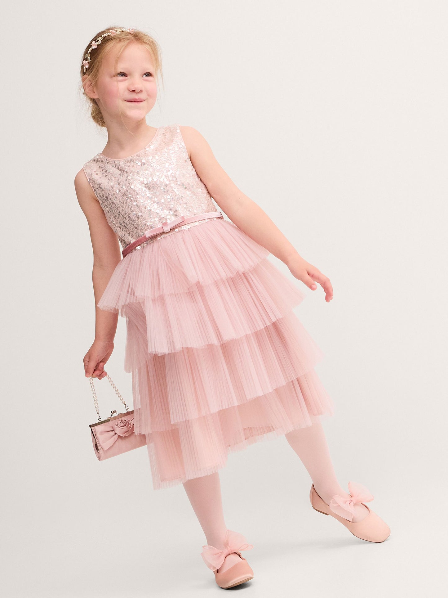 Dsiney Kidz - Monsoon Pink Elodie Sequin Tiered Party Dress image 1