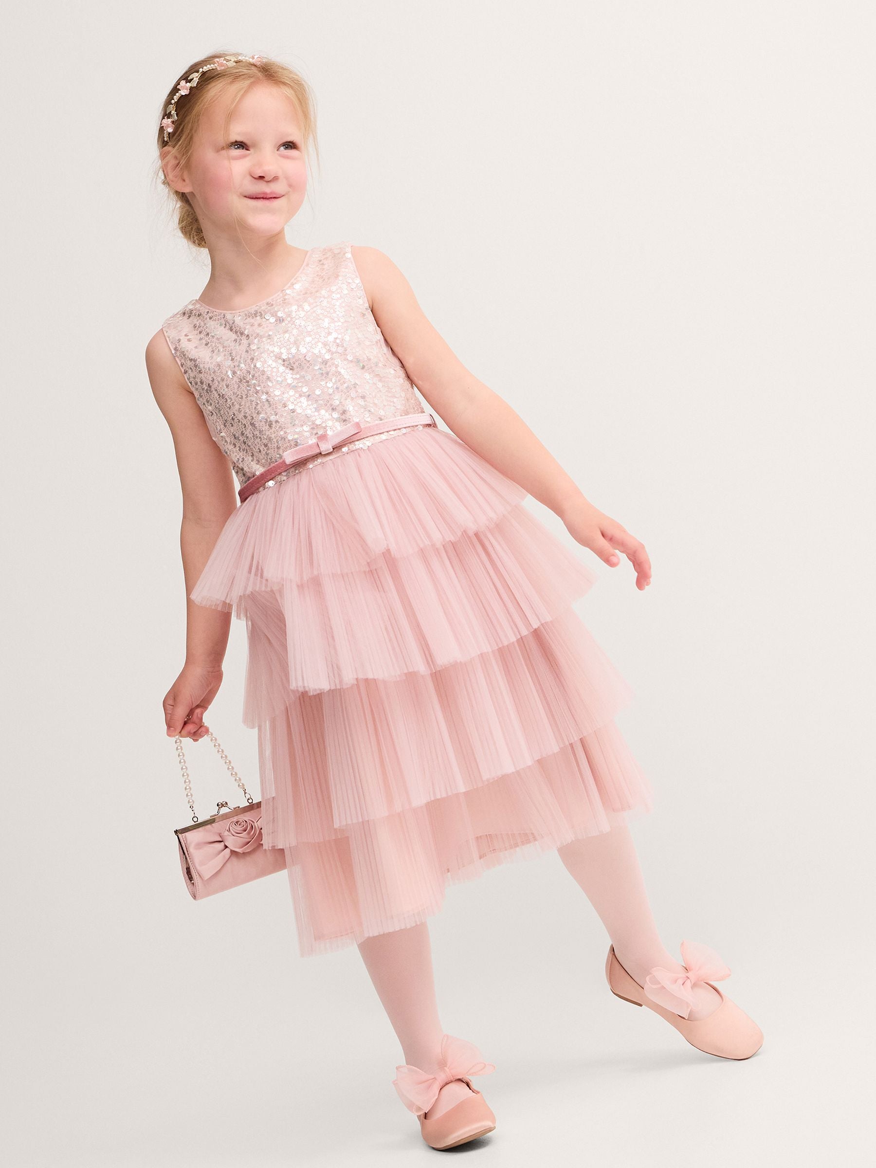 Dsiney Kidz - Monsoon Pink Elodie Sequin Tiered Party Dress image 1