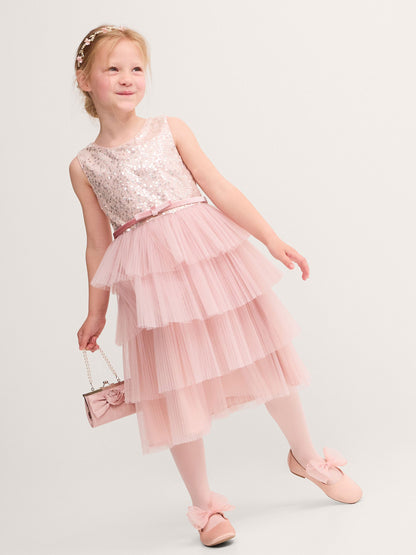 Dsiney Kidz - Monsoon Pink Elodie Sequin Tiered Party Dress image 1