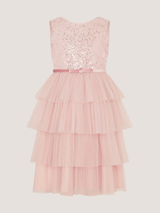 Dsiney Kidz - Monsoon Pink Elodie Sequin Tiered Party Dress image 2