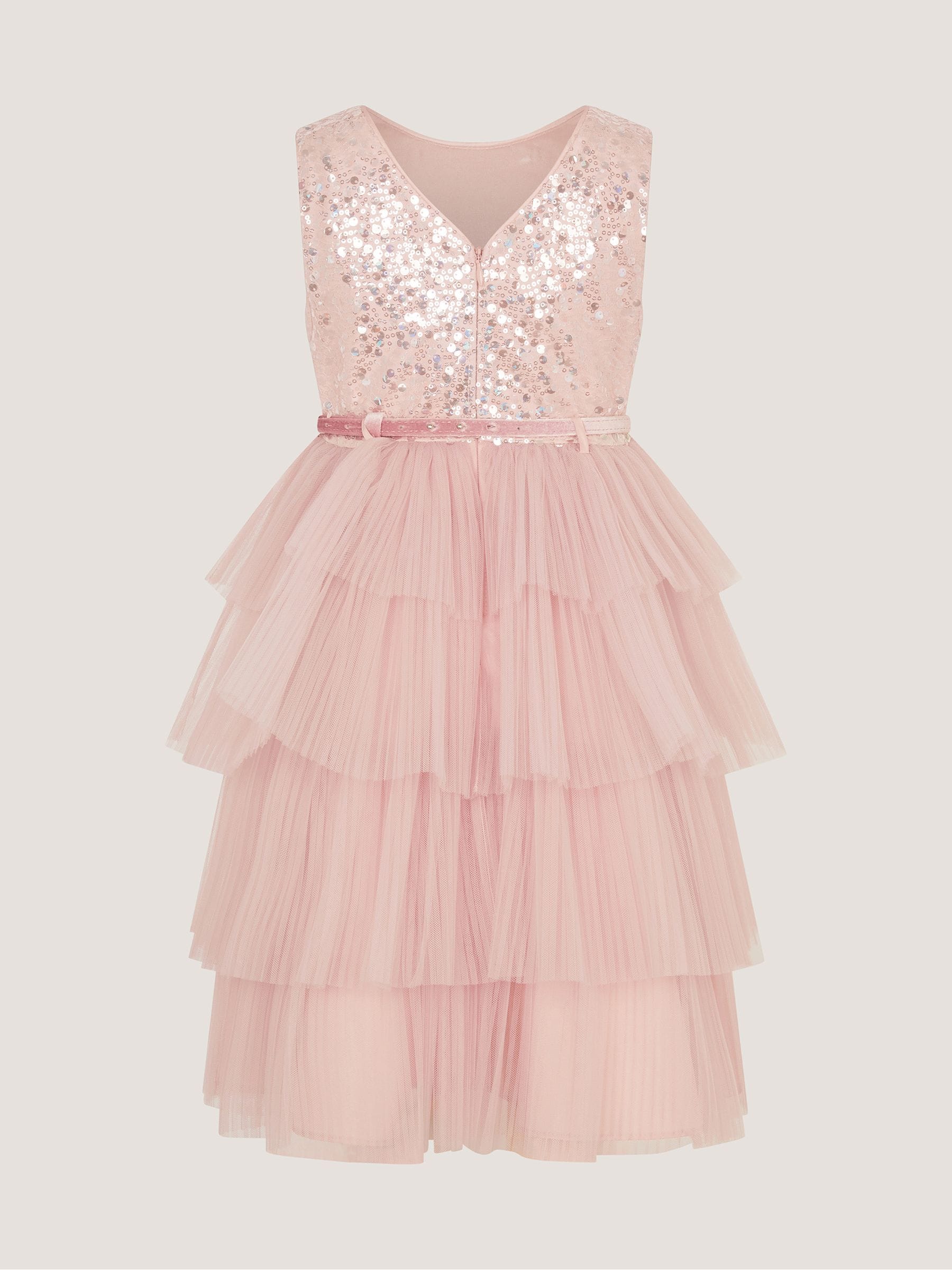 Dsiney Kidz - Monsoon Pink Elodie Sequin Tiered Party Dress image 3