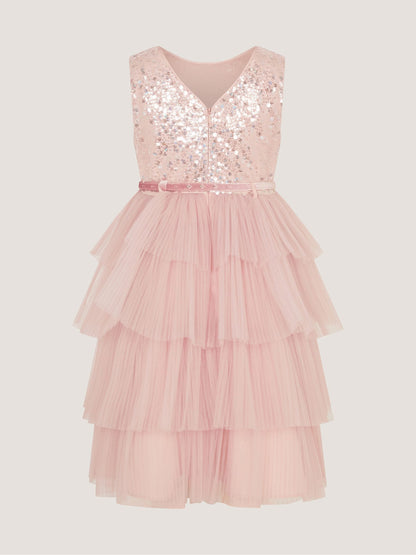 Dsiney Kidz - Monsoon Pink Elodie Sequin Tiered Party Dress image 3