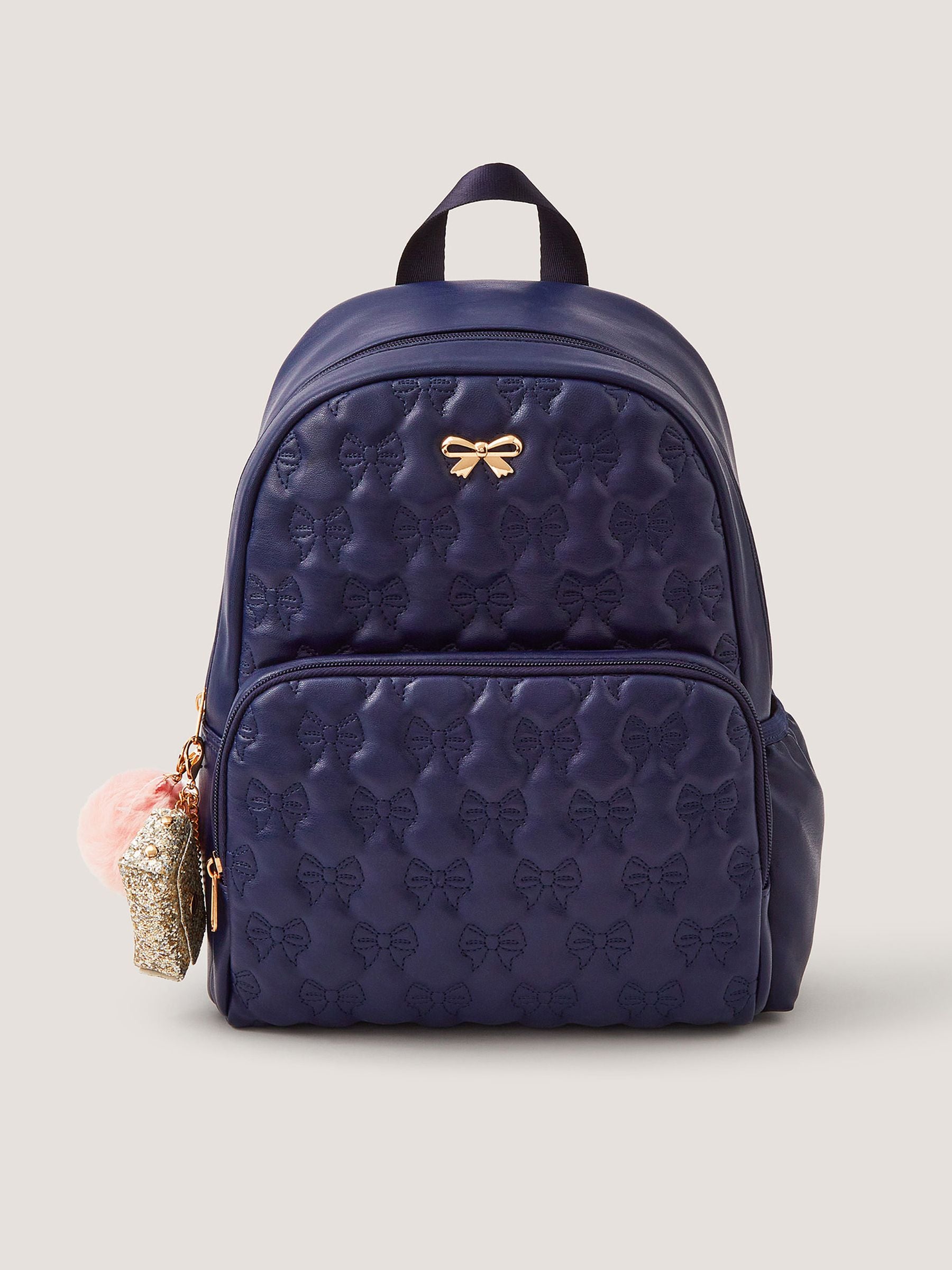 Monsoon Blue Bow Quilted School Backpack image 1