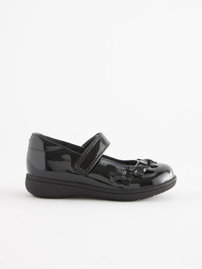 Black Patent Standard Fit (F) School Junior Butterfly Mary Jane Shoes image 3