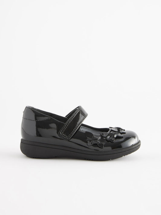 Black Patent Standard Fit (F) School Junior Butterfly Mary Jane Shoes image 2