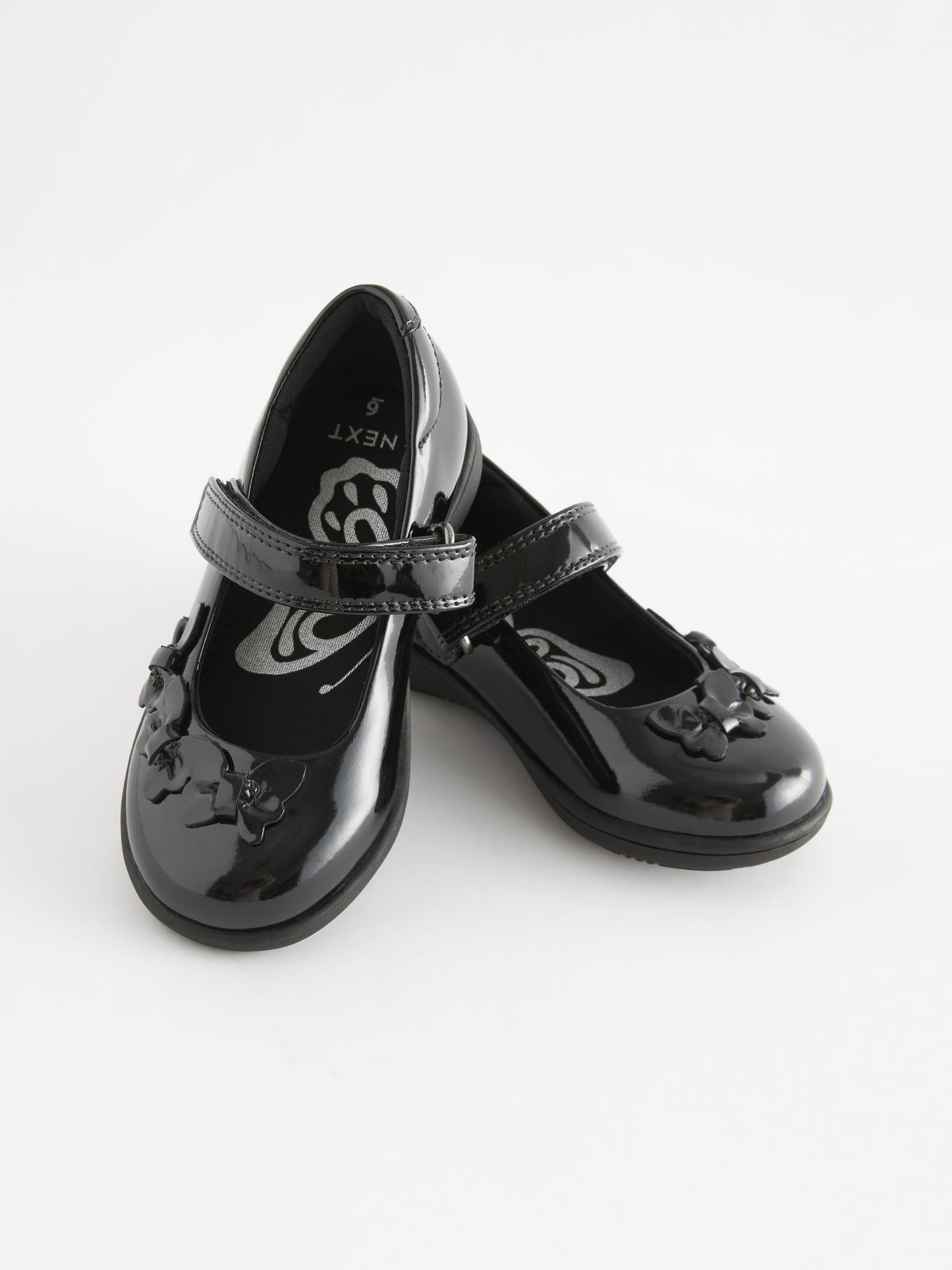 Black Patent Standard Fit (F) School Junior Butterfly Mary Jane Shoes image 2