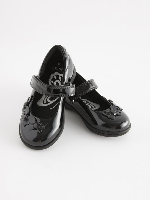 Black Patent Standard Fit (F) School Junior Butterfly Mary Jane Shoes image 1