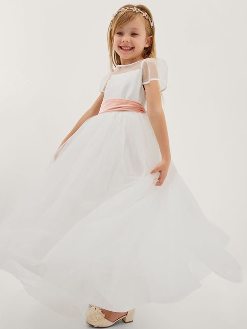 Dsiney Kidz - Monsoon Cream Velvet Bow Bridesmaid Dress image 1