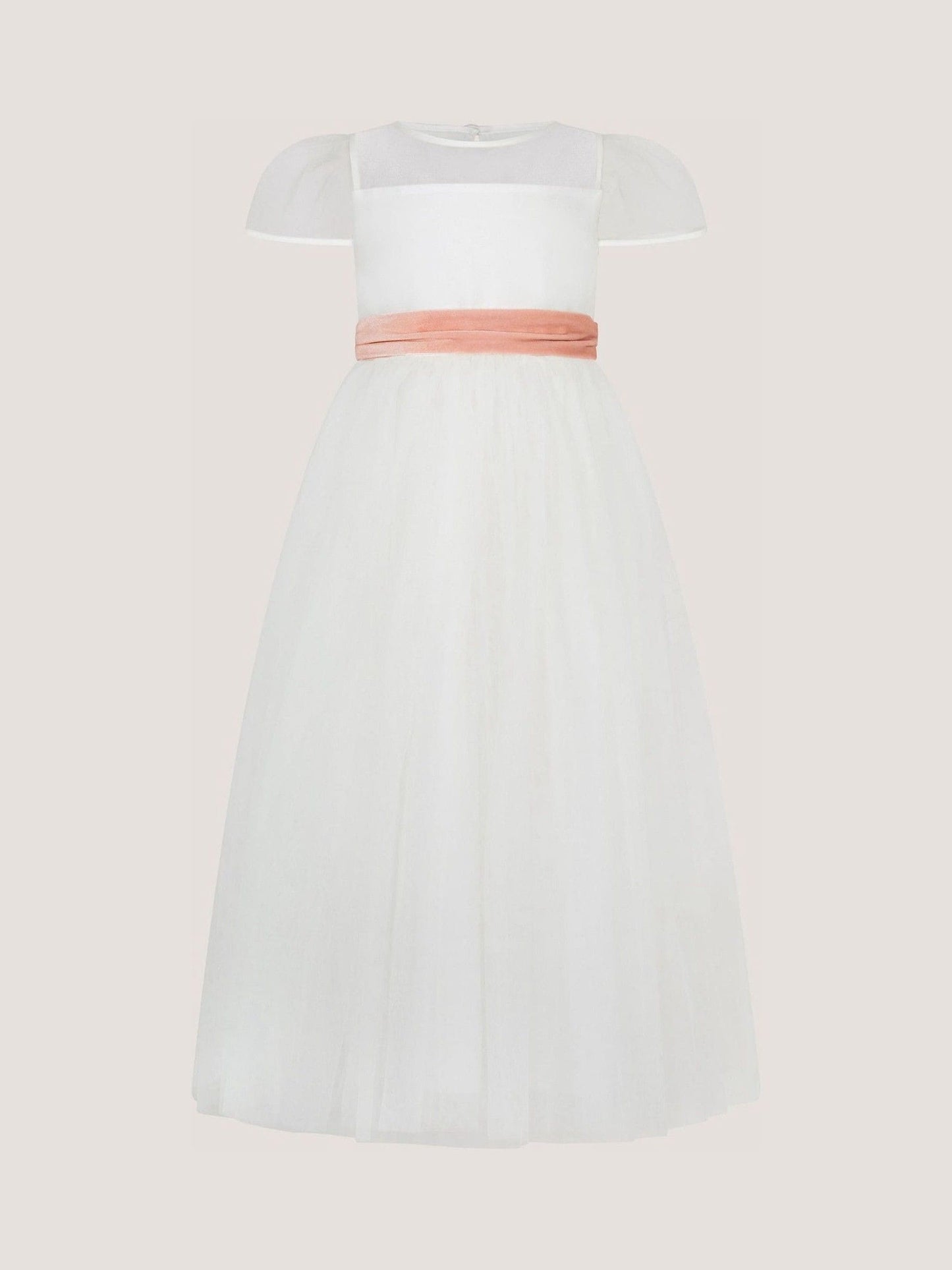 Dsiney Kidz - Monsoon Cream Velvet Bow Bridesmaid Dress image 2