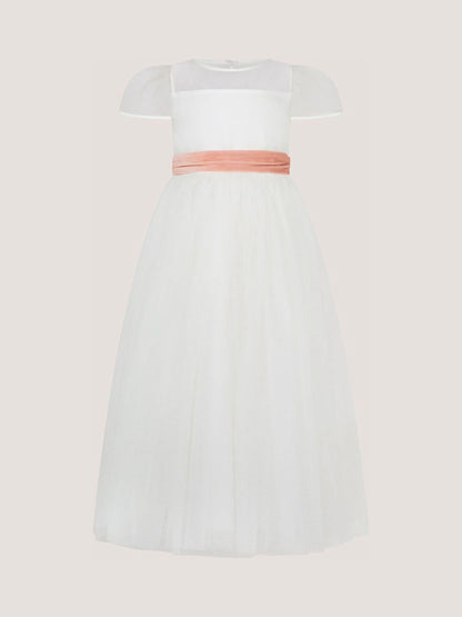 Dsiney Kidz - Monsoon Cream Velvet Bow Bridesmaid Dress image 2