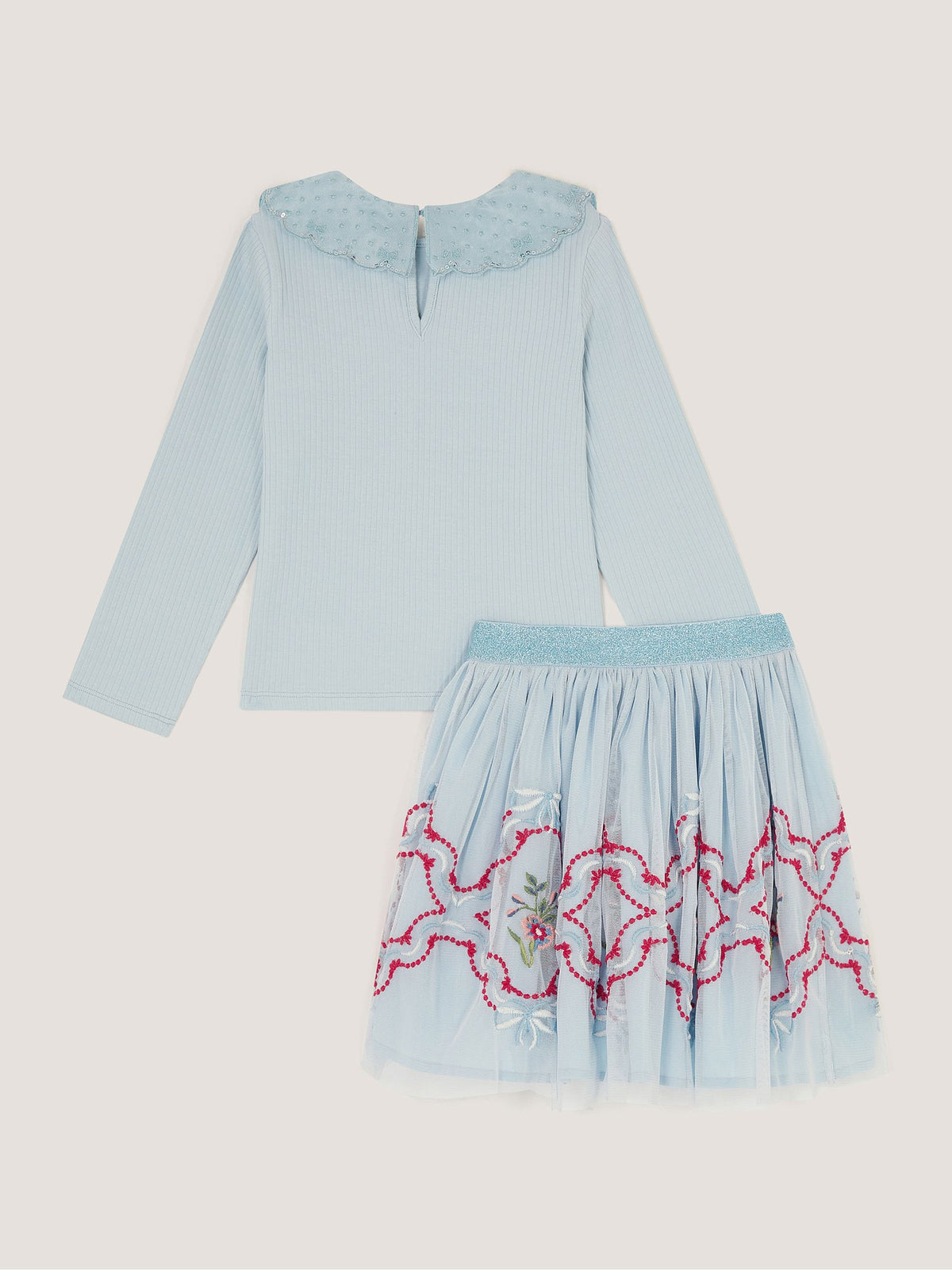 Dsiney Kidz - Monsoon Blue Cheri Top & Mesh Disco Skirt Set image 3