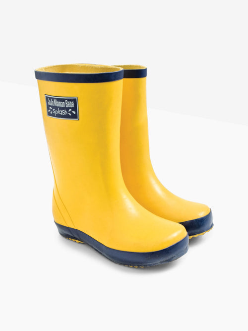 JoJo Maman Bébé Yellow Contrast Trim Lined Wellies image 1