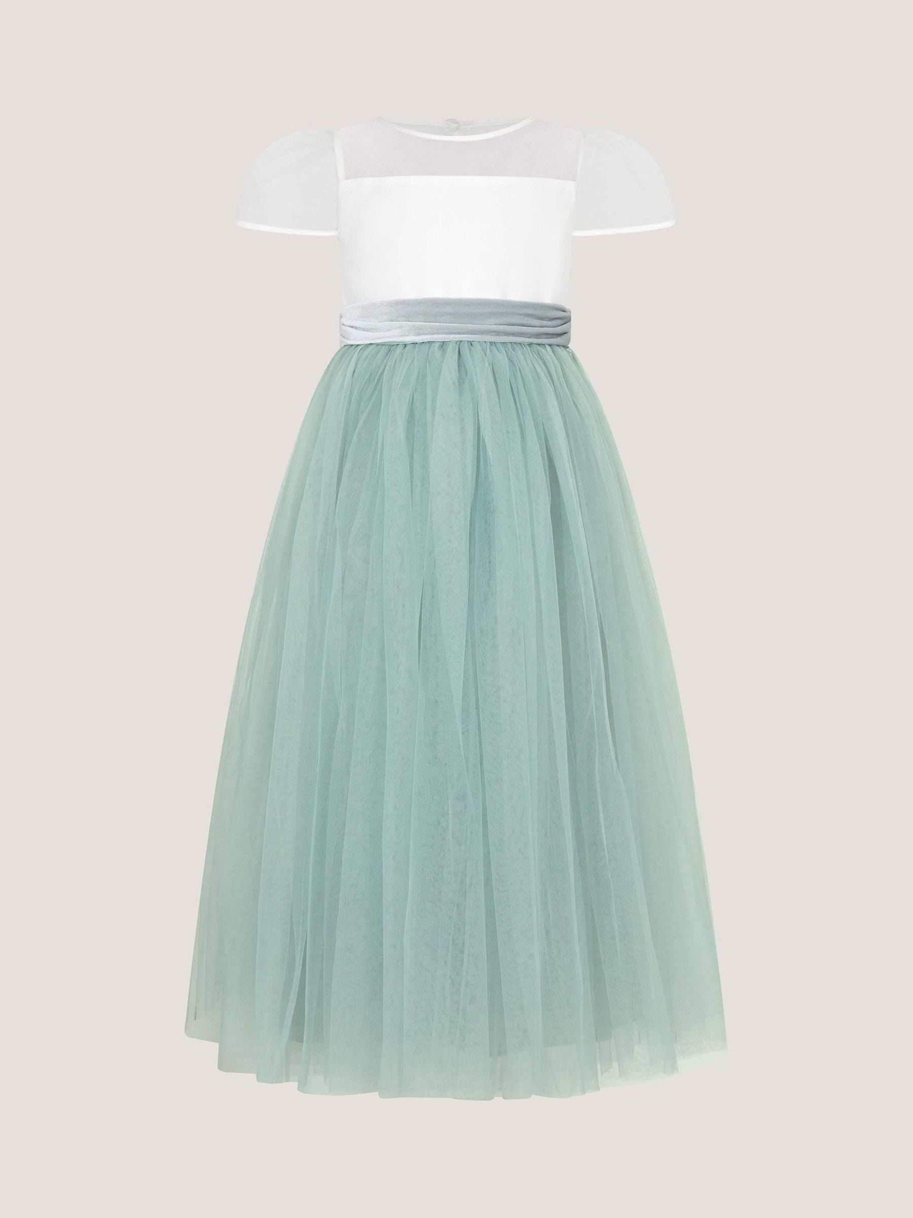 Dsiney Kidz - Monsoon Green Velvet Bow Bridesmaid Dress image 2
