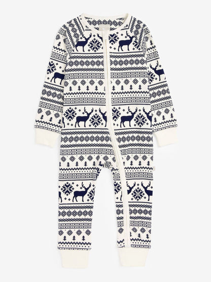The Little Tailor Cream Baby 100% Cotton Reindeer Christmas Fairisle Pattern All-In-One image 3
