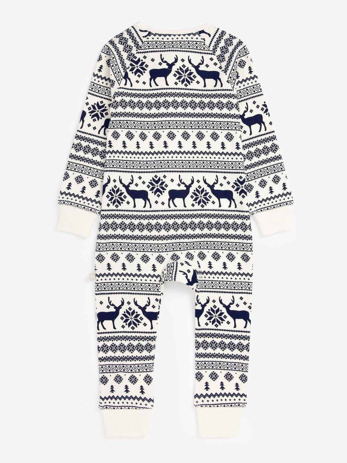 The Little Tailor Cream Baby 100% Cotton Reindeer Christmas Fairisle Pattern All-In-One image 4