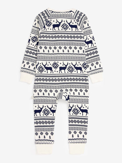 The Little Tailor Cream Baby 100% Cotton Reindeer Christmas Fairisle Pattern All-In-One image 4