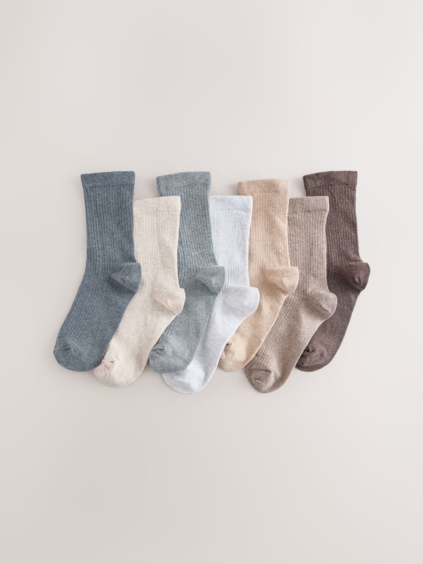 Neutral Cotton Rich Fine Rib Socks 7 Pack image 1