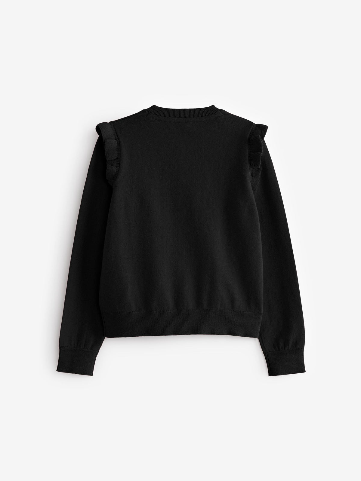 Dsiney Kidz - Black Cotton Rich Frill Shoulder School Cardigan (3-16yrs) image 8