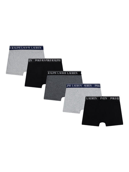 Dsiney Kidz - Polo Ralph Lauren Grey Cotton Stretch Logo Boxers 5 Pack image 2