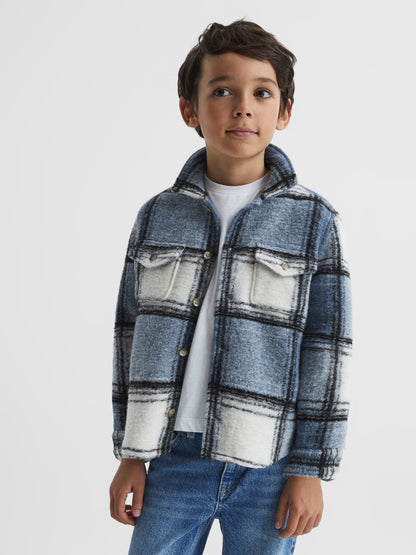 Dsiney Kidz - Reiss Blue Belair Senior Checked Overshirt image 3