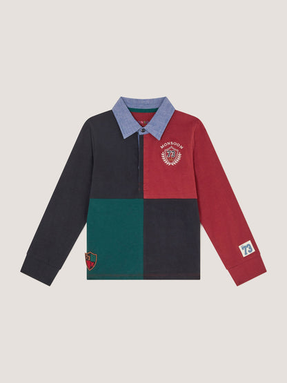 Dsiney Kidz - Monsoon Red Colourblock Rugby Polo Shirt image 1