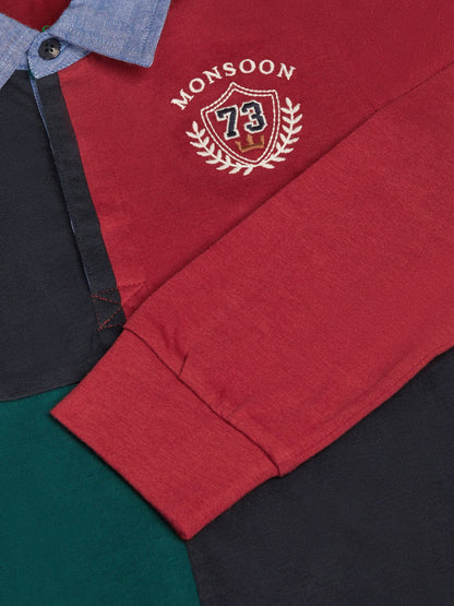 Dsiney Kidz - Monsoon Red Colourblock Rugby Polo Shirt image 3