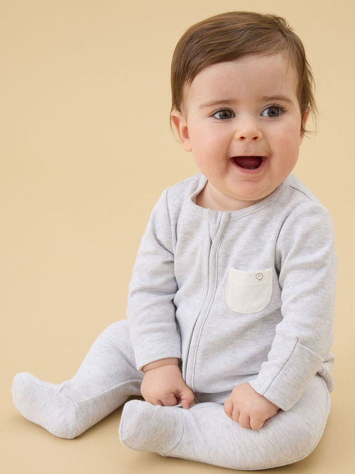 MORI Grey 2 Way Zip-Up Clever Sleepsuit image 1