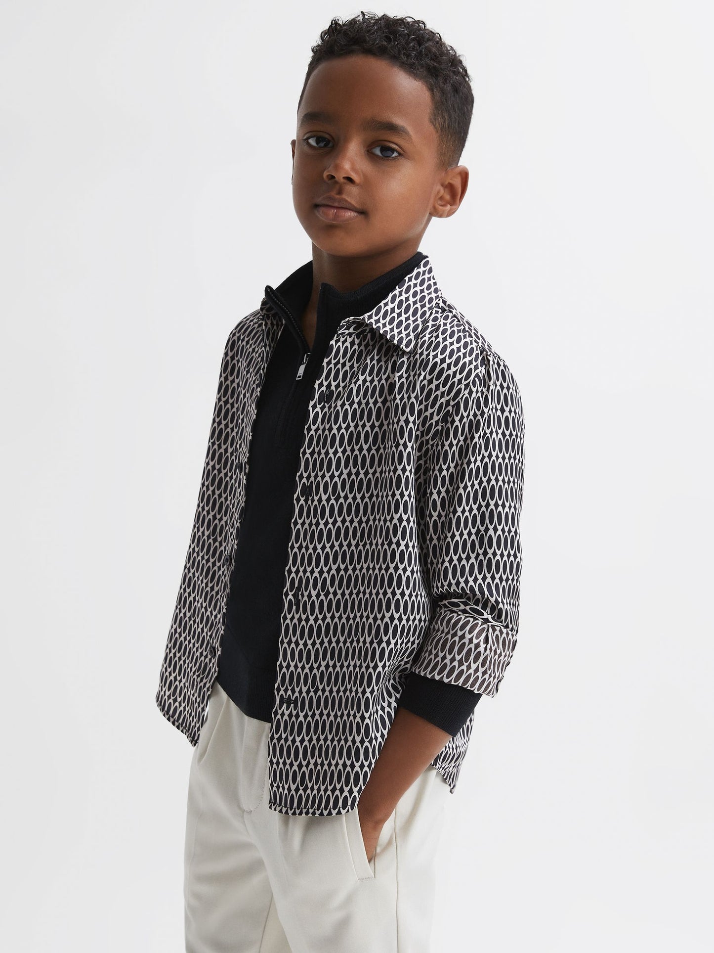 Dsiney Kidz - Reiss Black Mozart Monogram Button-Through Shirt image 1