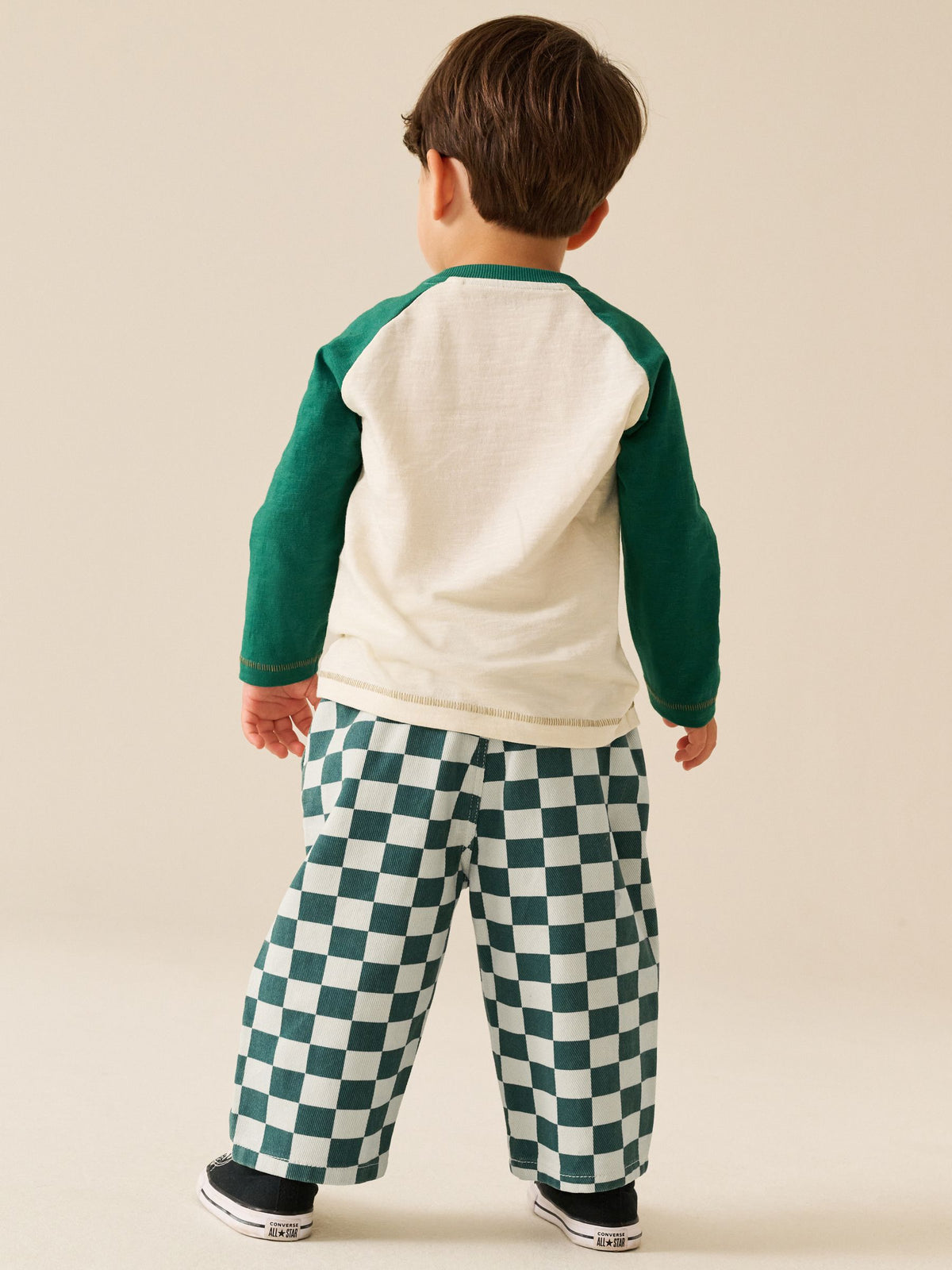 White/Green Checkerboard Pull On Wide Trousers (3mths-7yrs) - image 4