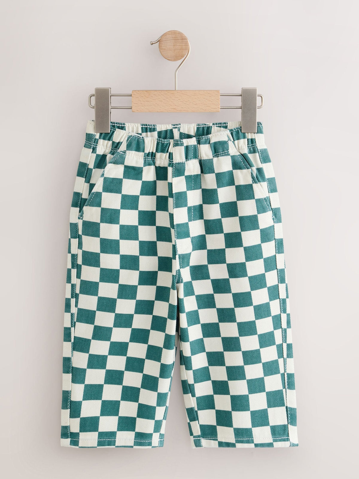 White/Green Checkerboard Pull On Wide Trousers (3mths-7yrs) - image 6