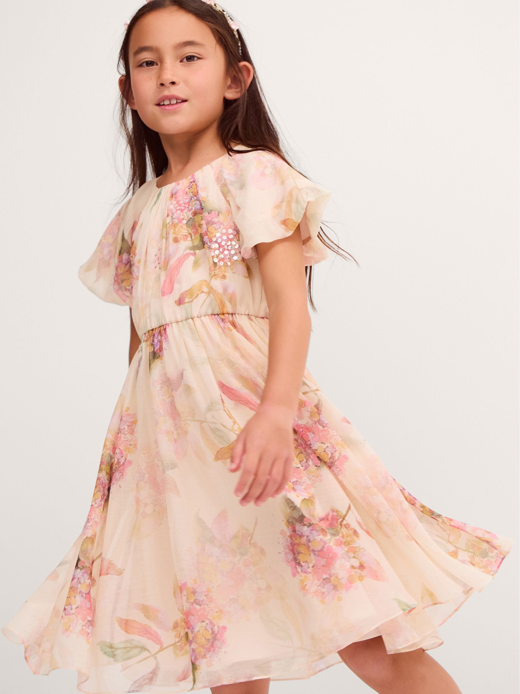 Dsiney Kidz - Monsoon Pink Leila Floral Sequin Party Dress image 1