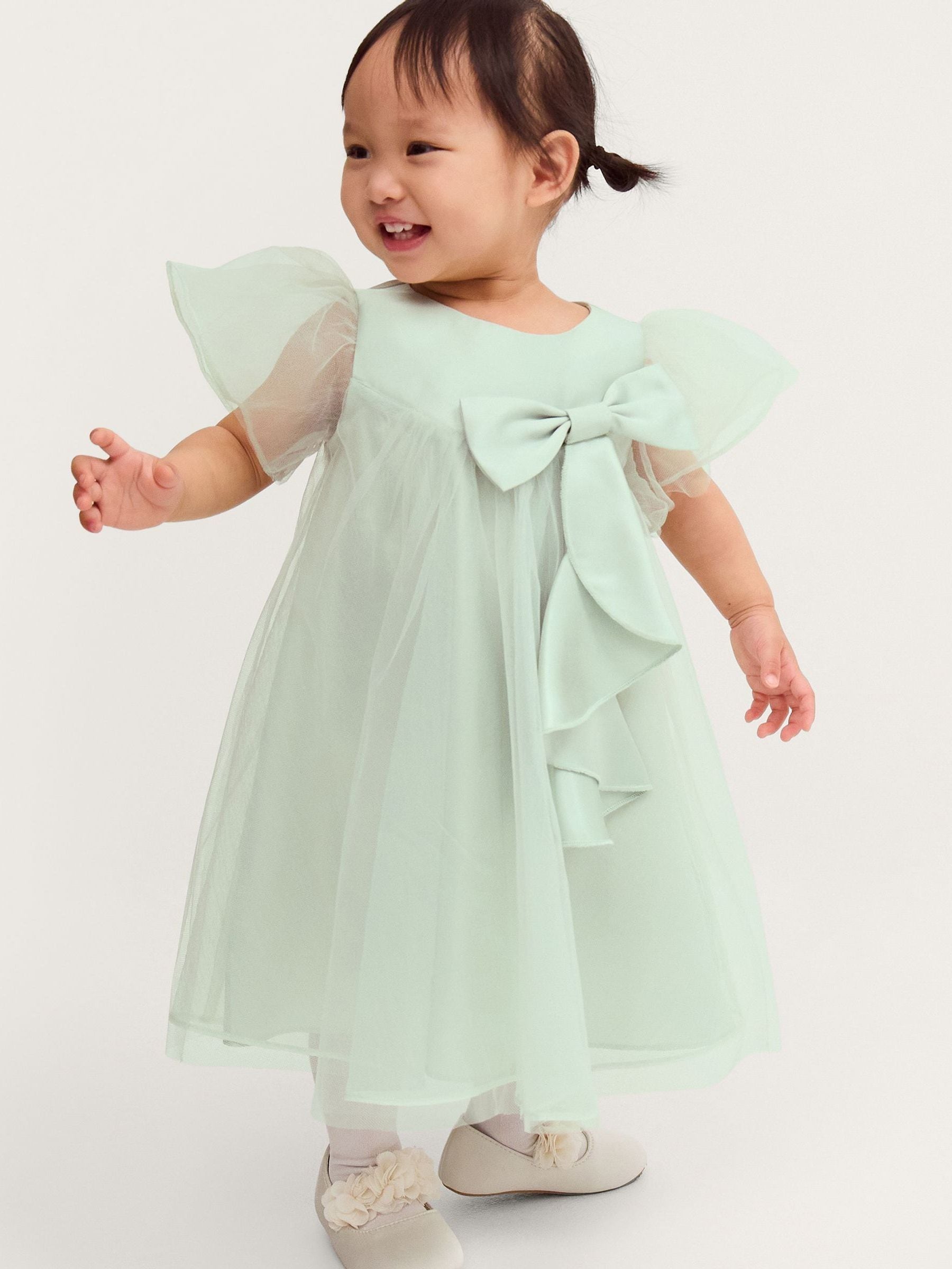 Dsiney Kidz - Monsoon Green Baby Winnie Satin Bow Party Dress image 1