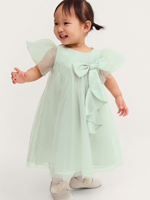 Dsiney Kidz - Monsoon Green Baby Winnie Satin Bow Party Dress image 1