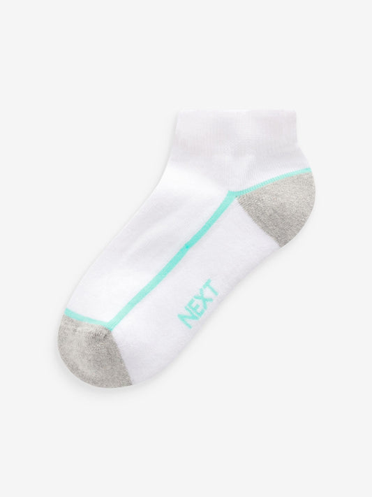 White/Blue Cushioned Footbed Trainer Socks 7 Pack image 3