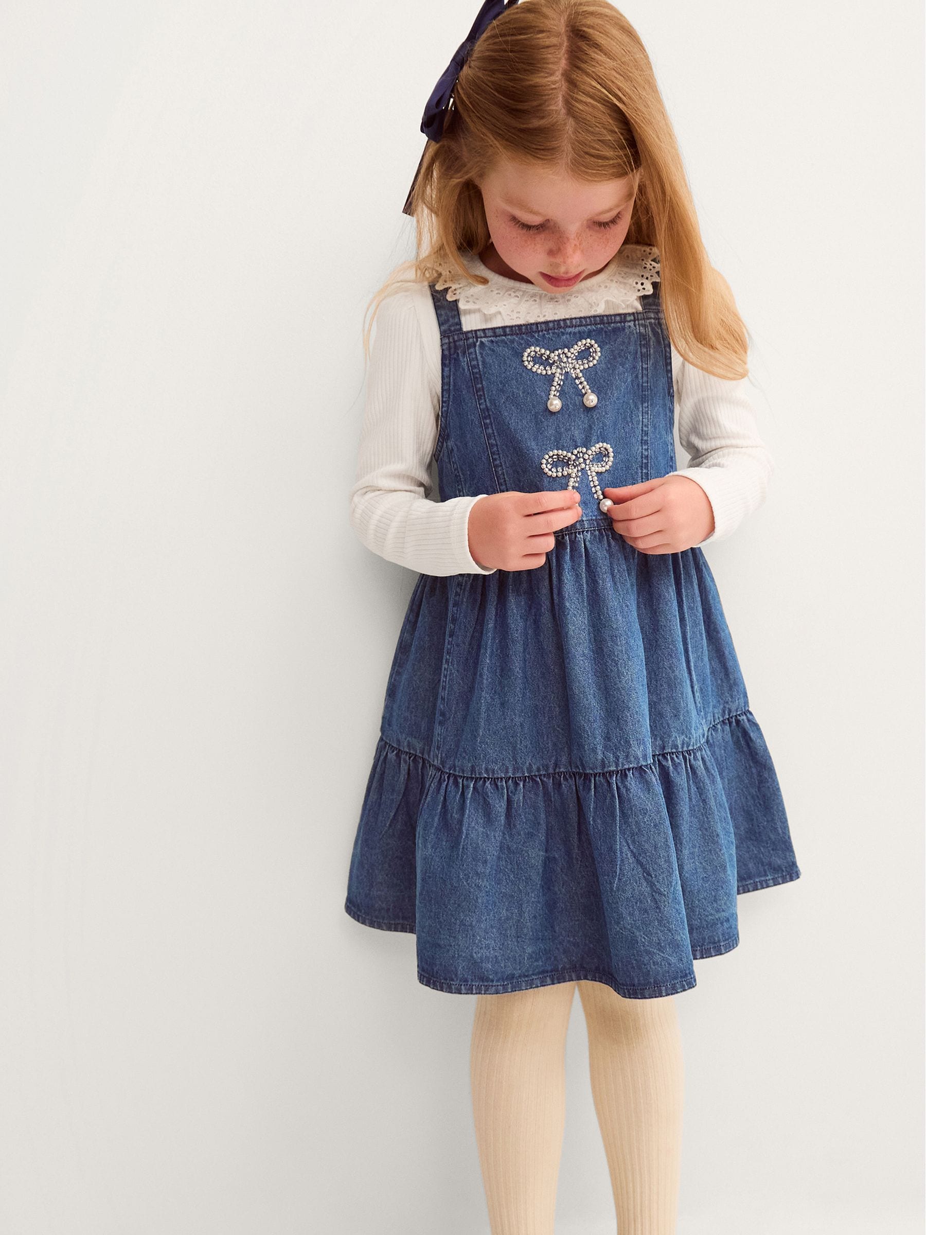 Dsiney Kidz - Monsoon Blue Long Sleeve Top & Denim Pinafore Dress Set image 1