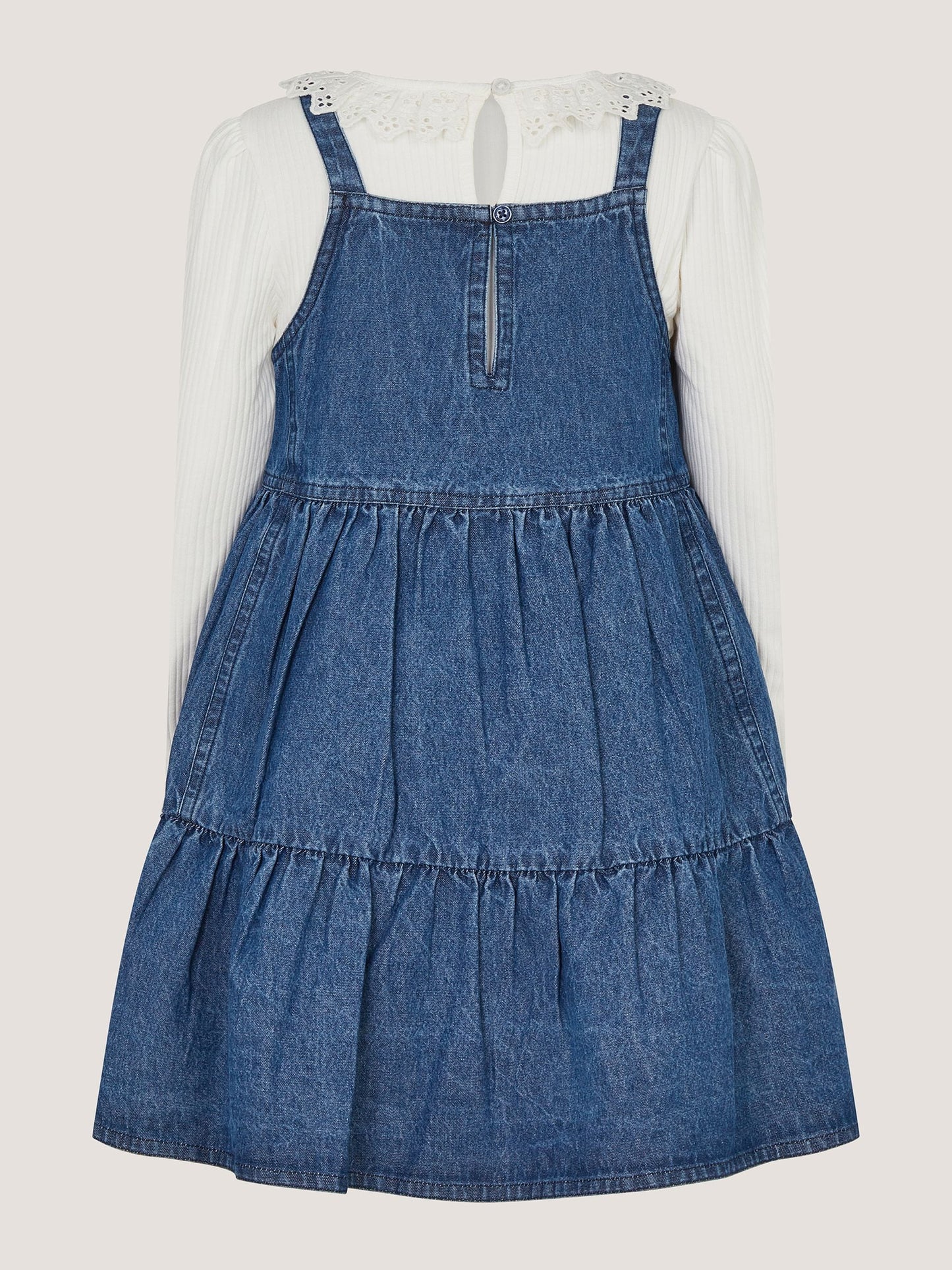 Dsiney Kidz - Monsoon Blue Long Sleeve Top & Denim Pinafore Dress Set image 3