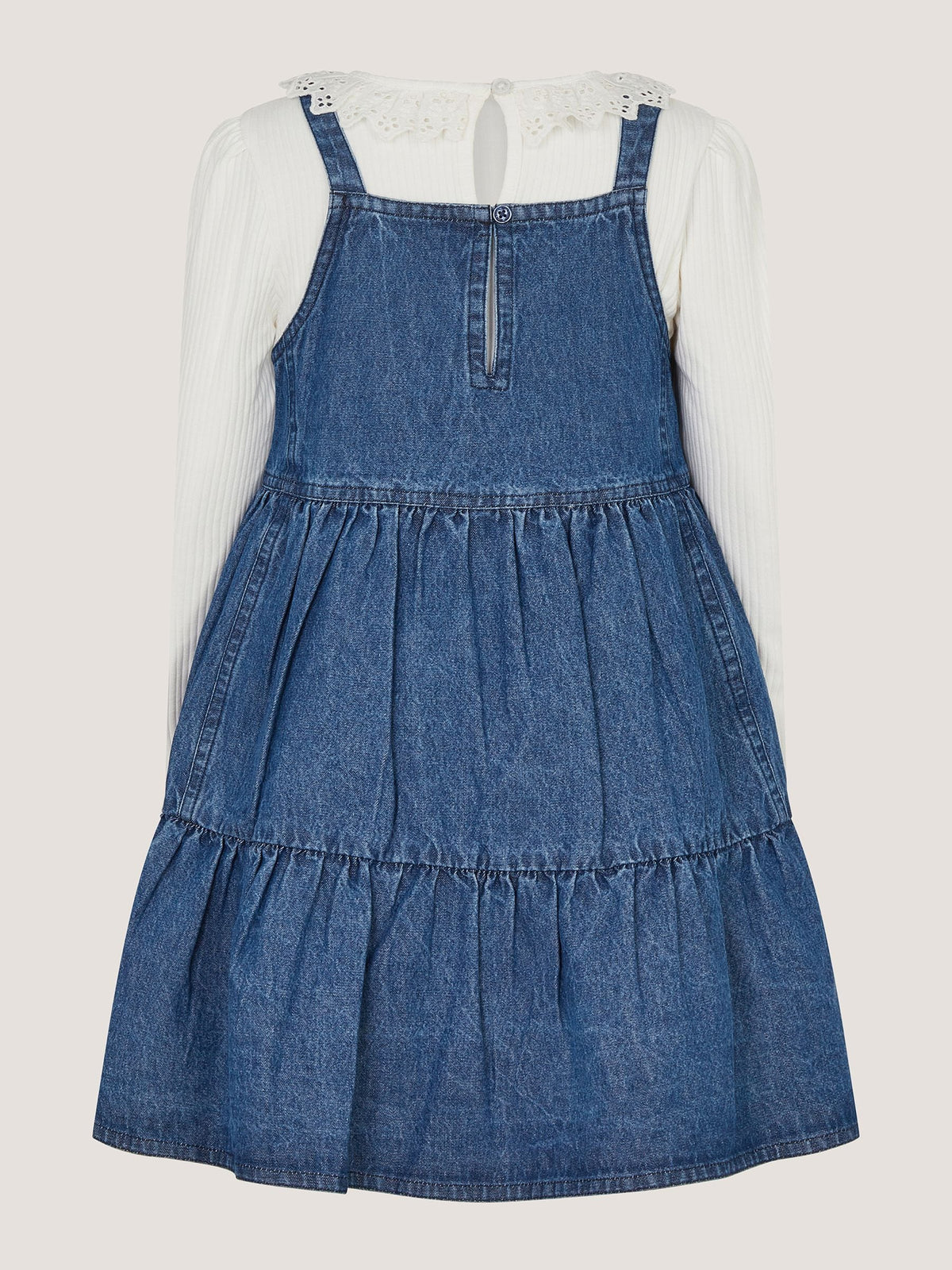 Dsiney Kidz - Monsoon Blue Long Sleeve Top & Denim Pinafore Dress Set image 3