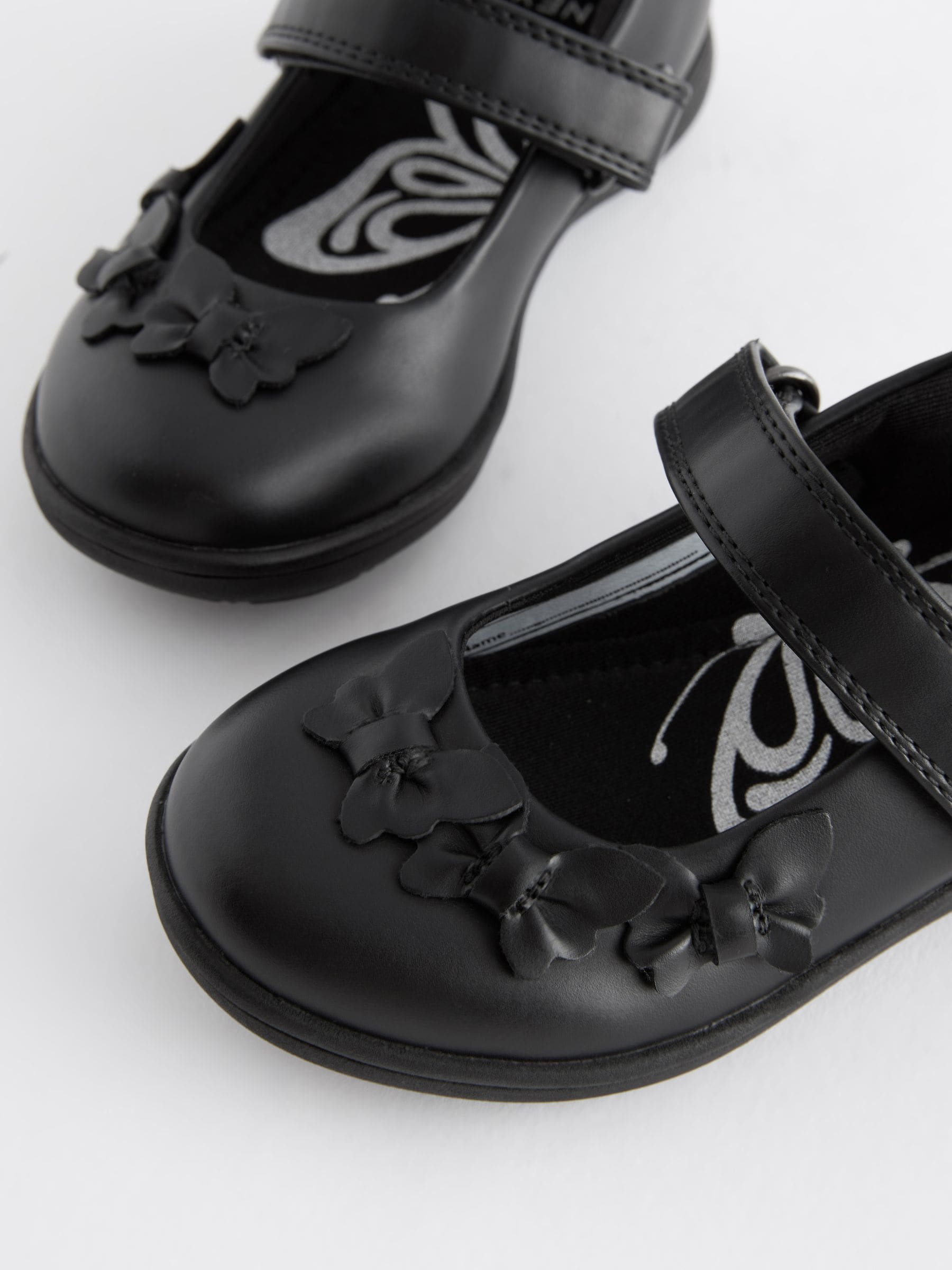 Matt Black Standard Fit (F) School Junior Butterfly Mary Jane Shoes image 4