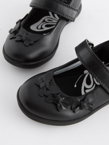 Matt Black Standard Fit (F) School Junior Butterfly Mary Jane Shoes image 4
