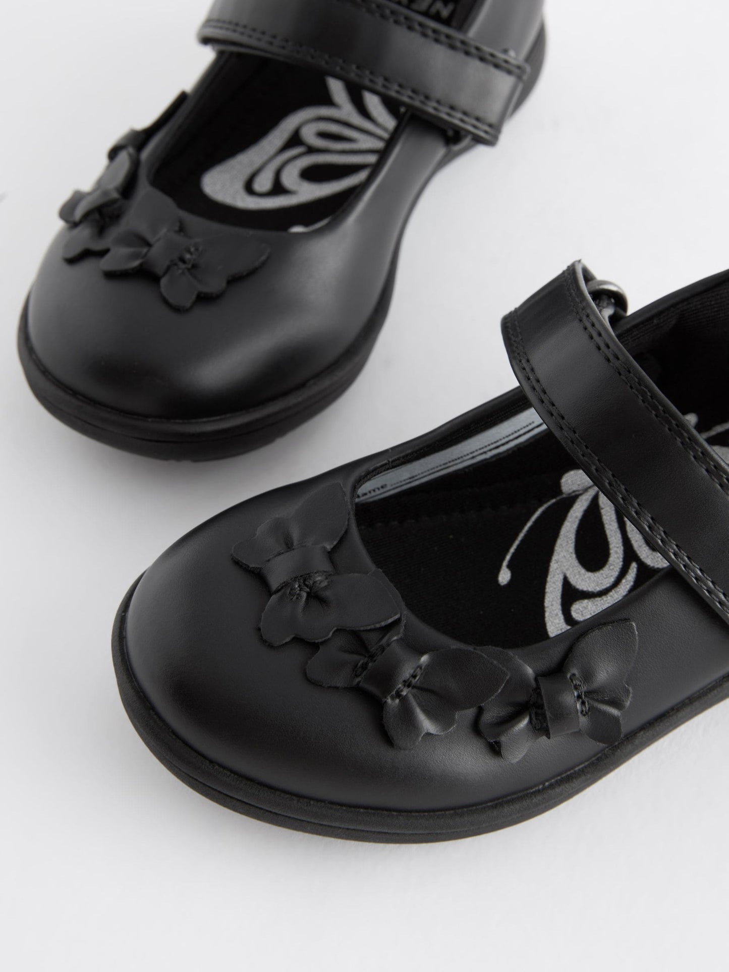 Matt Black Standard Fit (F) School Junior Butterfly Mary Jane Shoes image 3