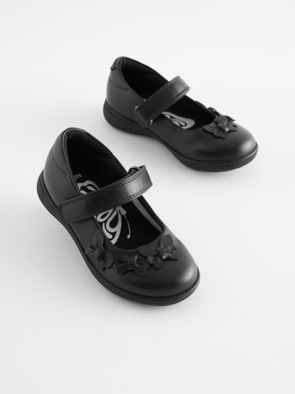 Matt Black Standard Fit (F) School Junior Butterfly Mary Jane Shoes image 2