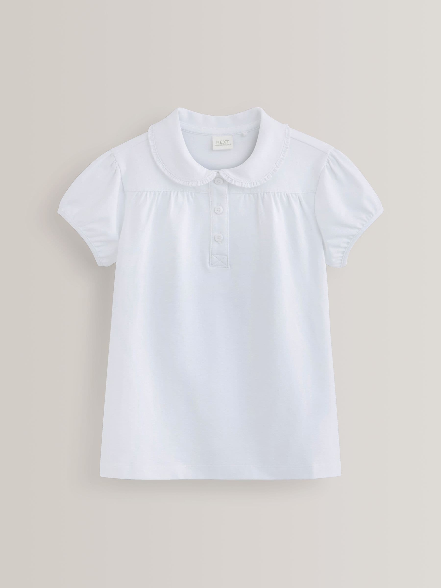 Dsiney Kidz - White Girls Cotton Stretch Pretty Collar School Jersey Top (3-14yrs) image 5