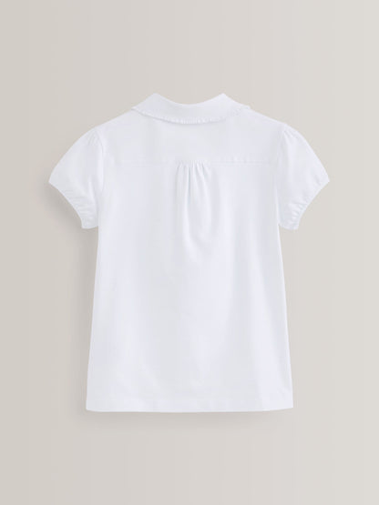 Dsiney Kidz - White Girls Cotton Stretch Pretty Collar School Jersey Top (3-14yrs) image 6